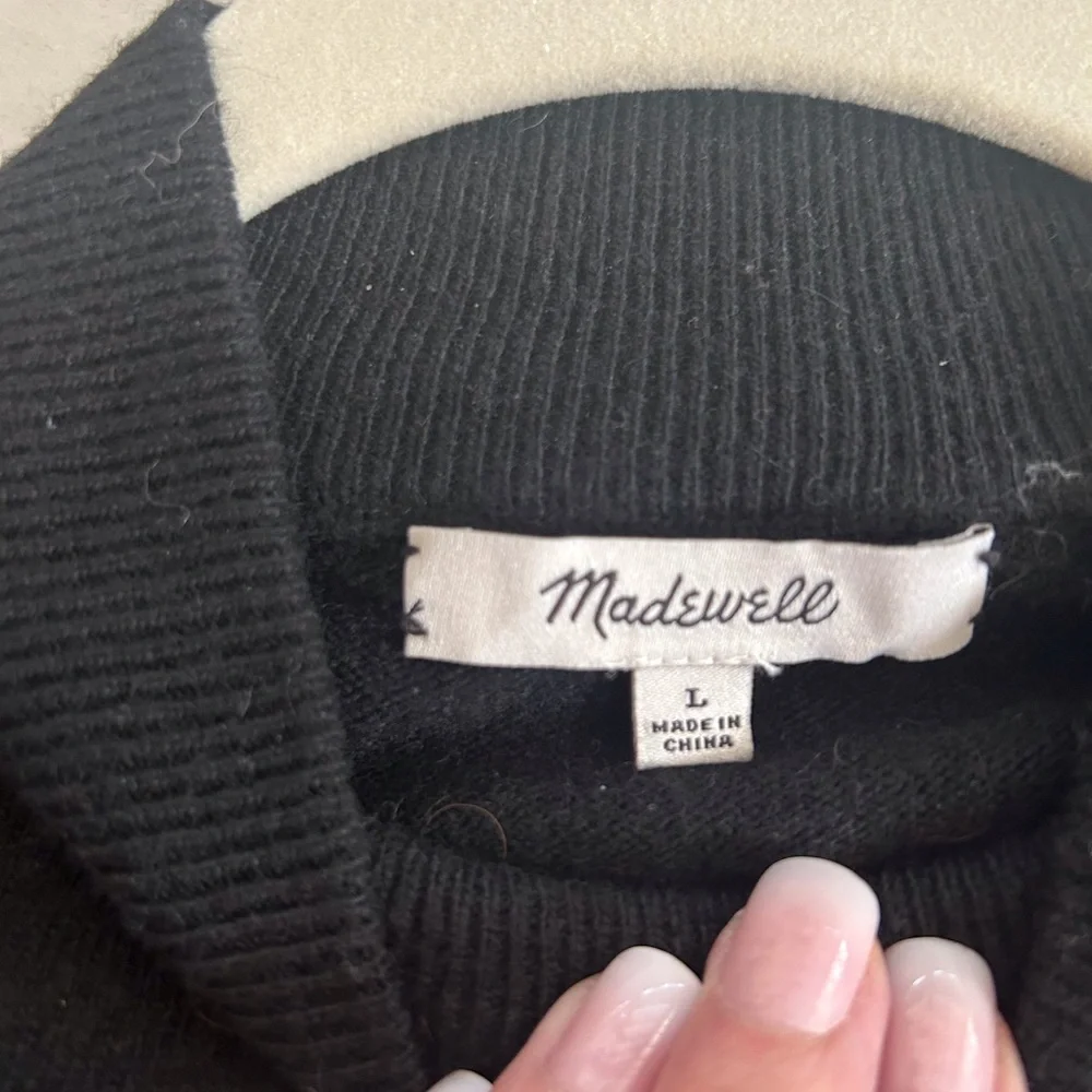 Madewell Black Mockneck Sweater Size L | Wool Alpaca Blend | Luxe Minimalist - Picture 6 of 6